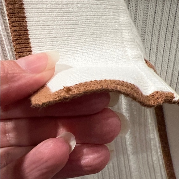 Sancia Teofila Cream / Off White Sweater with Brown Trim - Picture 5 of 11